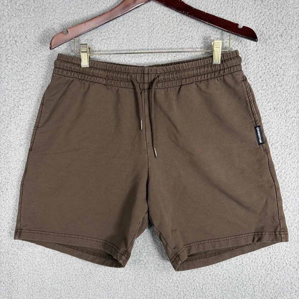 Bear Bottom Men's Lounge Shorts Large Brown 7" Gym Fleece Stretch Logo Stretch